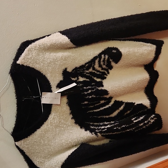 Eric & Lani Sweaters - Eric & Lani New, Etcetera Black and White Zebra Sweater